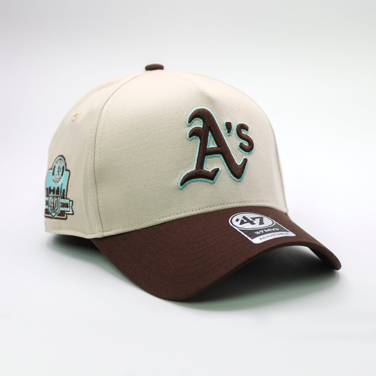 Cappello ’47 - Oakland A's Ivory & Brown con Patch Laterale
